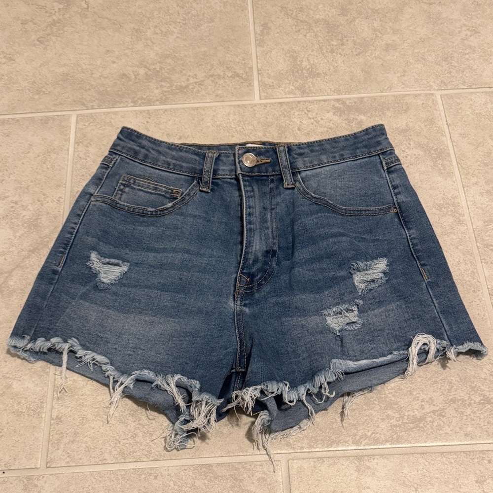 Forever 21 Blue Distressed Jean Shorts